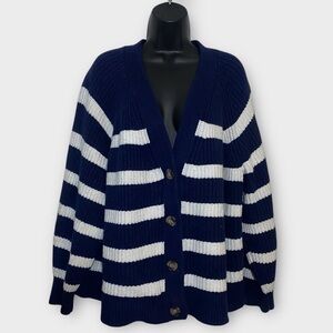 Old Navy Blue & White Stripe Chunky Long Sleeve Button Down Cardigan Size 3X